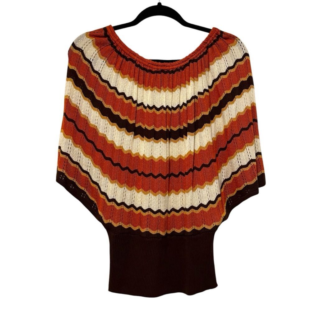 Gabriel New York Poncho Style Knit Sweater Orange Brown Size XL‎